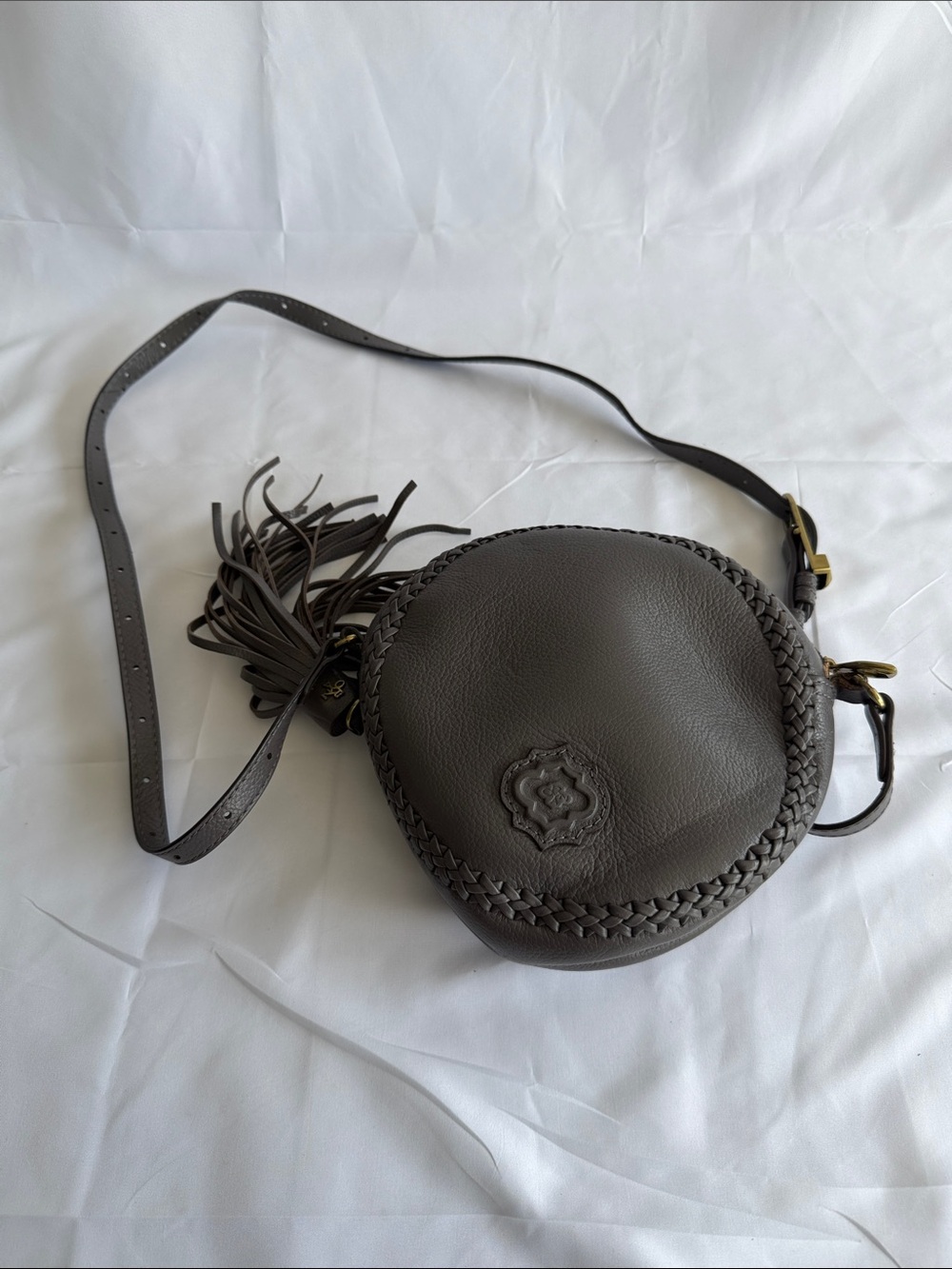 orYANY Round Braided Leather Crossbody Bag in Dark Brown
